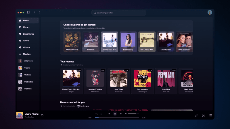 Rythm desktop music app for Windows and macOS